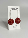 Серьги на петле КерамЕлКа «Лица», керамика, бордовые, превью фото 1