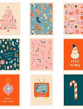 Набор открыток DARI DARI ретро на Новый год №1, 9 шт.