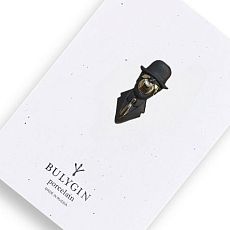 Брошь ручной работы Bulygin «Магритт», фарфор, чёрно-серебристая