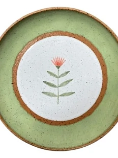 Тарелка ручной работы Красный цветочек, керамика, 16 см