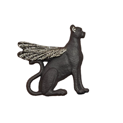 Брошь ручной работы Фарфор Булыгина «Гепард», чёрно-серебристая, фото 4.