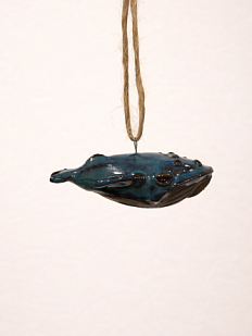Подвеска интерьерная ручной работы Керам_По «Кит», бирюзовая, 7,5 см