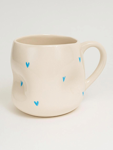 Кружка ручной работы мятая «Любовь - это ты», голубая, керамика, 400 мл, фото 2.