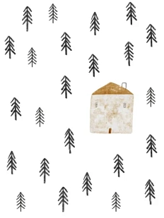 Постер интерьерный Оксана Степова «Домик в лесу», А3