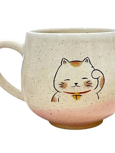 Кружка ручной работы Керемет «Котик», розовая, керамика, 300 мл