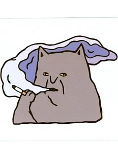 Виниловая наклейка ШКЯ «Котик с сижкой», белая