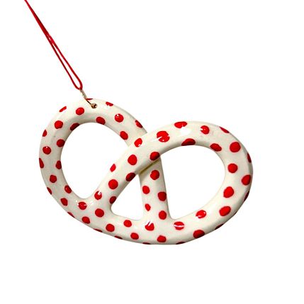 Ёлочная игрушка ручной работы «Крендель», красная, 9 см, фото 1.
