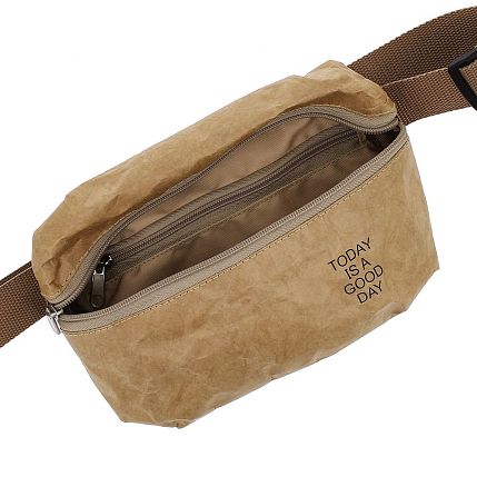 Поясная сумка Ranzel Bags «Dirox Кraft», крафт, тайвек, бежевая, фото 3.