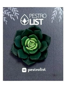 Брошь ручной работы «Суккулент», тёмно-зелёная, полимерная глина