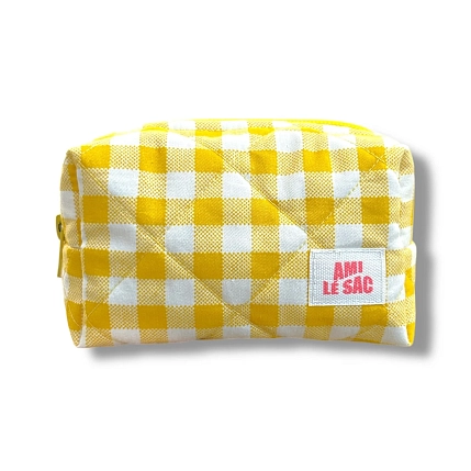 Косметичка ручной работы АМИ (Ami lé sac) «Bebesss», жёлтая клетка крупная, фото 1.