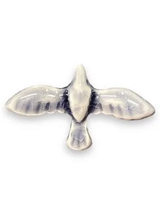 Брошь ручной работы КерамЕлКа «Птичка», бело-серая, керамика