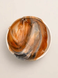 Пиала ручной работы с разводами Кафель «Дюна», бело-коричневая, керамика, 9,5 см