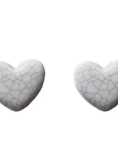 Серёжки-гвоздики КерамЕлКа «Сердечки белые» №2, керамика
