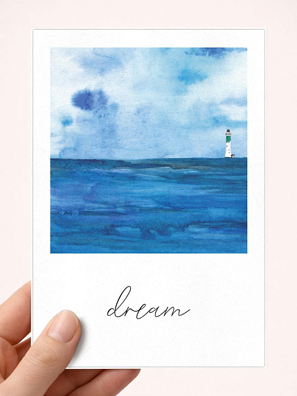 Открытка DARI DARI с голубым маяком «Dream», А6, фото 1.