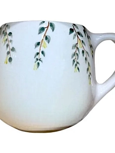 Кружка ручной работы Верба керамика с жёлтыми цветами, круглая, керамика 400 мл