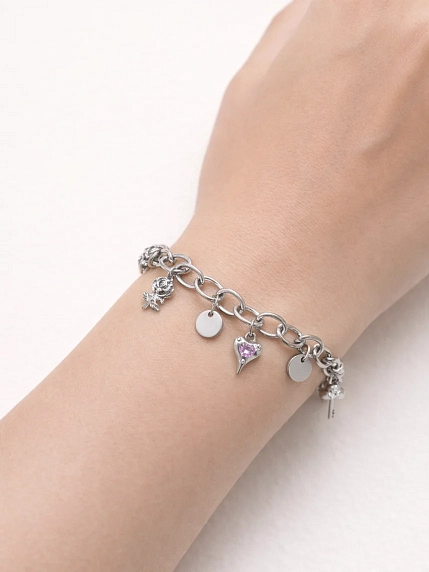 Браслет цепь с подвесами «Сердце, ключ» Мигетт, фото 2.