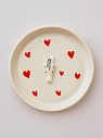 Тарелка ручной работы с фигуркой Лошадка, белая с сердечком, полуфарфор, 13,5 см, превью фото 1