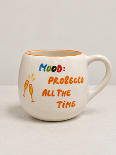 Кружка ручной работы Hands in Clay «Mood: prosecco all the time», оранжевая, керамика, 400 мл, круглая