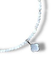 Чокер с подвеской Бур.Мур «Четырёхлистник», родированная латунь, перламутр