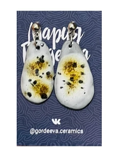 Серьги Мария Гордеева ассиметричные составные, керамика, белые