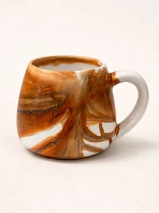 Кружка ручной работы с разводами Кафель «Дюна», бело-коричневая, керамика, 450 мл