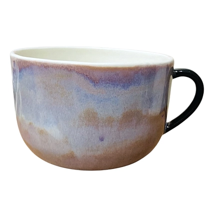 Кружка ручной работы Маковка с фигуркой внутри «Котик», сиреневая, 500 мл, фото 2.