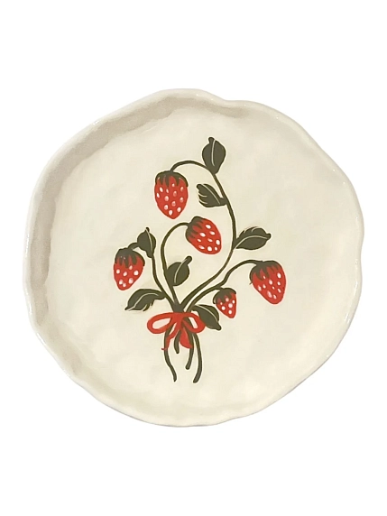 Тарелка ручной работы Татко керамика «Клубника», керамика, 15 см, фото 1.