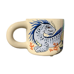 Кружка ручной работы с драконом «Хранитель», голубая, керамика, 350 мл