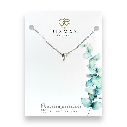 Подвеска ручной работы на цепочке с буквой P, нержавеющая сталь, фото 1.
