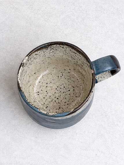 Кружка ручной работы Тата вытворяет/NF ceramics «Люблю раннее утро», круглая, бирюзовая, керамика, 400 мл, фото 3.