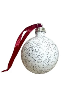 Ёлочный шар ручной работы с блёстками, белый, 5 см