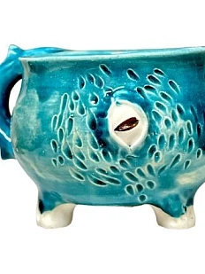 Кружка ручной работы с глазом «Дракон», бирюзовая, керамика, 350 мл