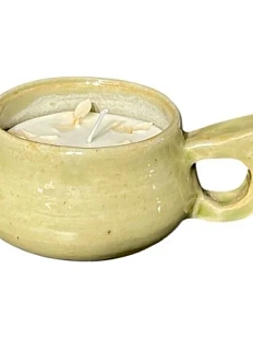 Свеча ручной работы в чашке, керамика, 180 мл