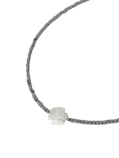 Чокер с розой Бур.Мур «Flower», гематит, перламутр