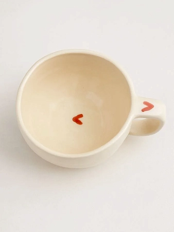 Кружка ручной работы Керамур «Сердечки», белая, керамика, 350 мл, фото 3.