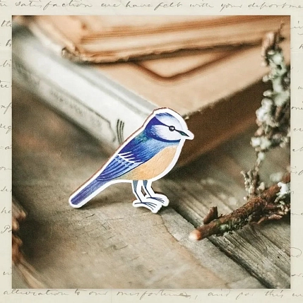 Брошь «Лазоревка», дерево, фото 3.