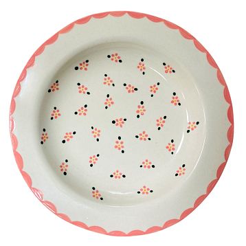 Тарелка ручной работы Slowday Ceramics с розовыми цветочками «Винтаж», керамика, 20 см, фото 1.