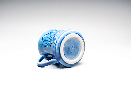 Кружка ручной работы «Лотосы», синяя, фарфор, 350 мл, фото 4.