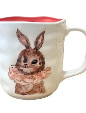 Кружка ручной работы Ким керамика с росписью Зайка в жабо, фарфор, 350 мл