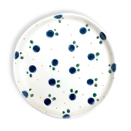 Блюдце ручной работы Чашки и поцелуи «Черника», полуфарфор, 13 см, фото 1.