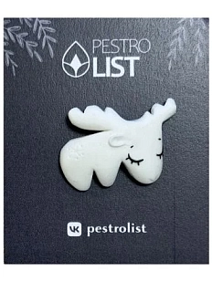 Брошь ручной работы «Лось», полимерная глина