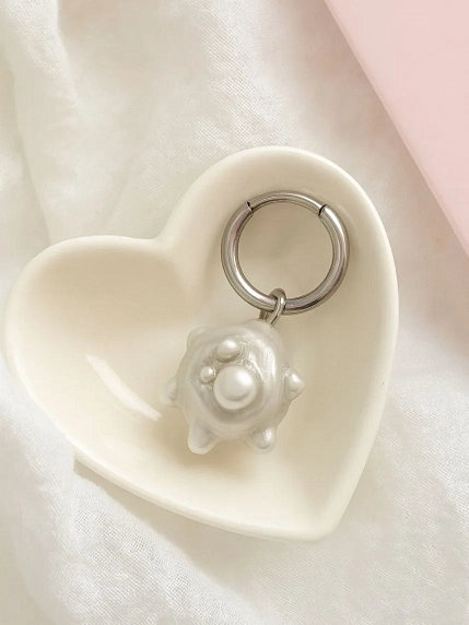 Моносерьга ПетПоллиПокет Пузыри, полимерная глина, серебристая, фото 3.