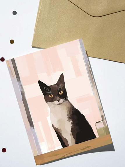 Открытка DARI DARI «Черно-белый котик», А6, фото 1.