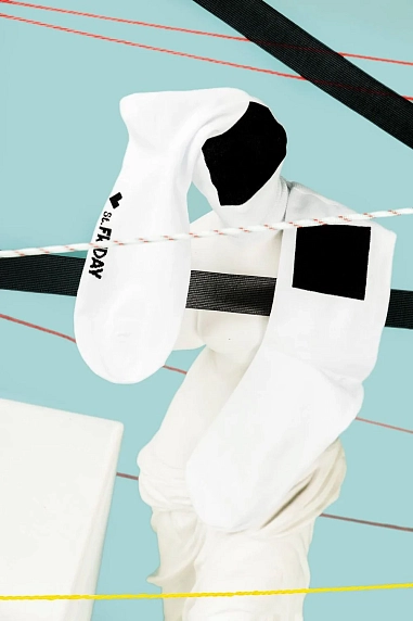 Носки «Чёрный квадрат», р-р 38-41, белые, фото 2.