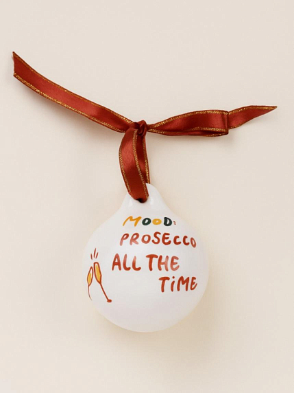 Ёлочная игрушка шар расписной «Mood Prosecco», фарфор, 7 см, фото 1.