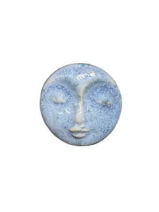 Брошь ручной работы КерамЕлКа «Лицо большое», голубая, керамика