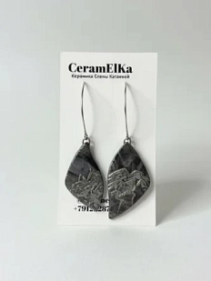 Серьги КерамЕлКа «Горы», фарфор, серые