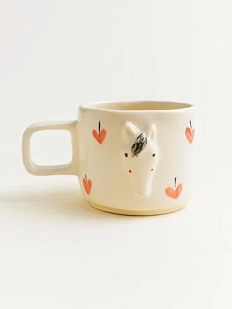 Кружка ручной работы Мария Гордеева с фигуркой Лошадка с розовыми яблочками, полуфарфор, 250 мл