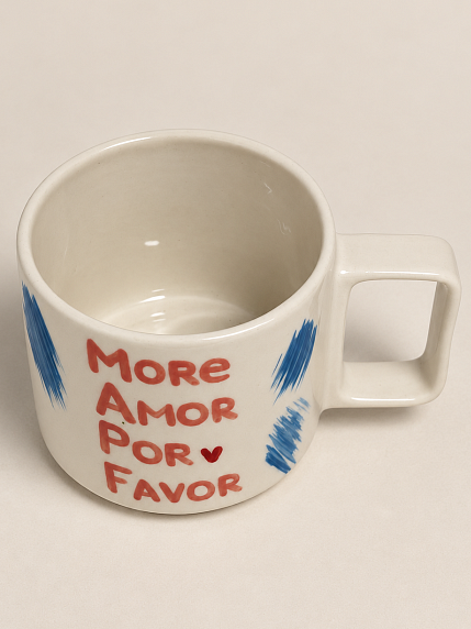Кружка ручной работы Hands in Clay «More amor por favor», розово-голубая, керамика, 450 мл, фото 5.