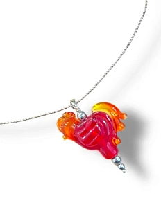 Чокер с подвеской Бур.Мур «Петушок», родированная латунь, муранское стекло